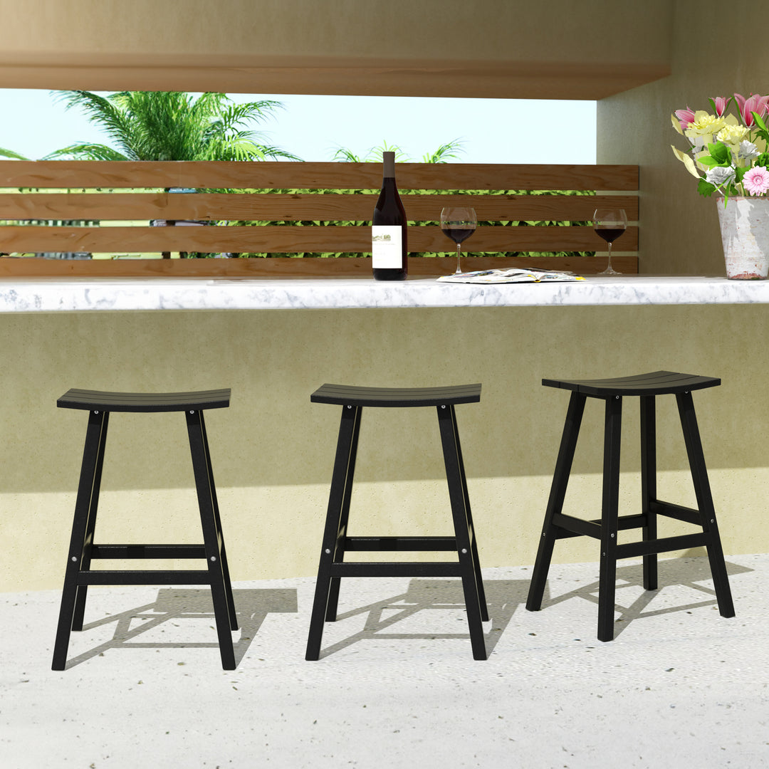 Malibu 29" HDPE Outdoor Patio Bar Height Bar Stools (Set of 3)