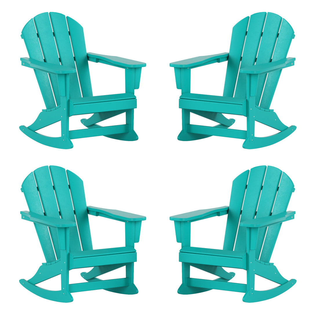 Malibu Outdoor Patio Porch Rocking Adirondack Chair (Set of 4)