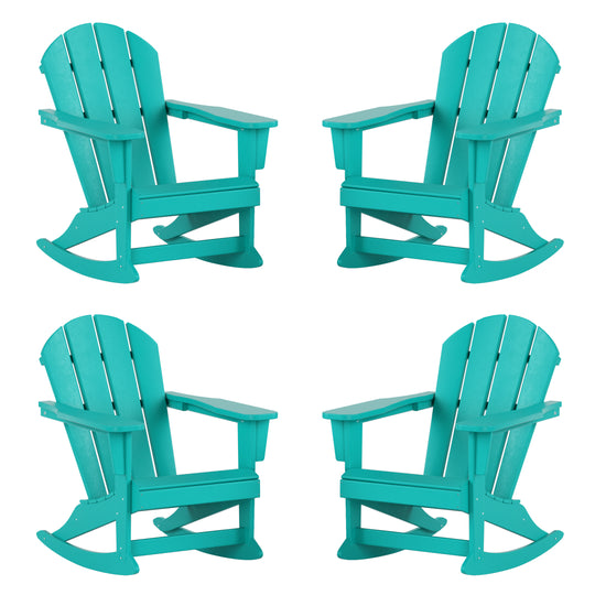 Malibu Outdoor Patio Porch Rocking Adirondack Chair (Set of 4)