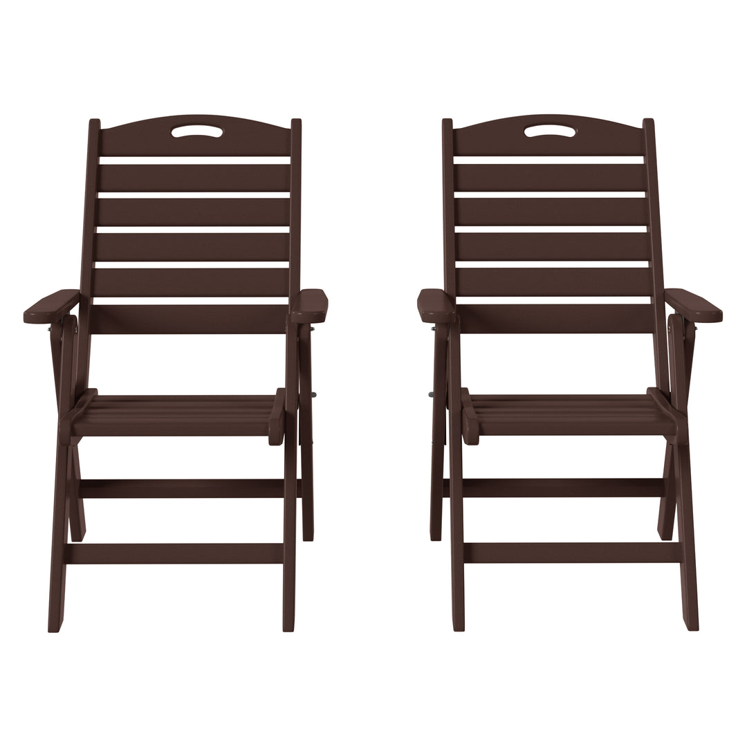 Azura HDPE Adjustable Highback Folding Outdoor Patio Dining Chairs Set of 2