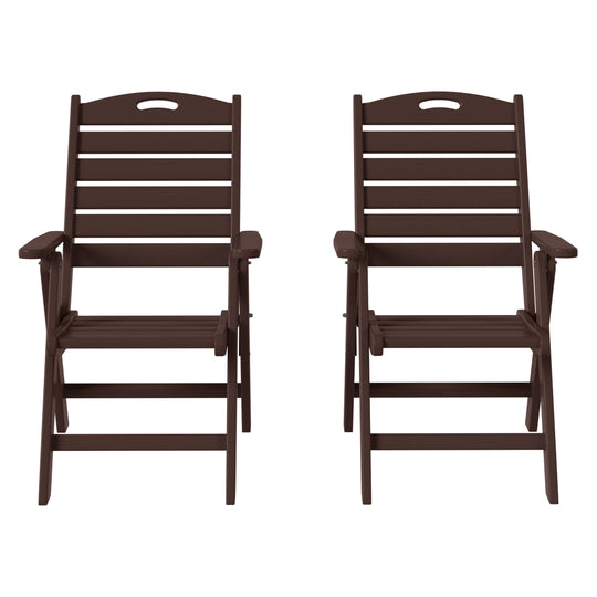 Azura HDPE Adjustable Highback Folding Outdoor Patio Dining Chairs Set of 2