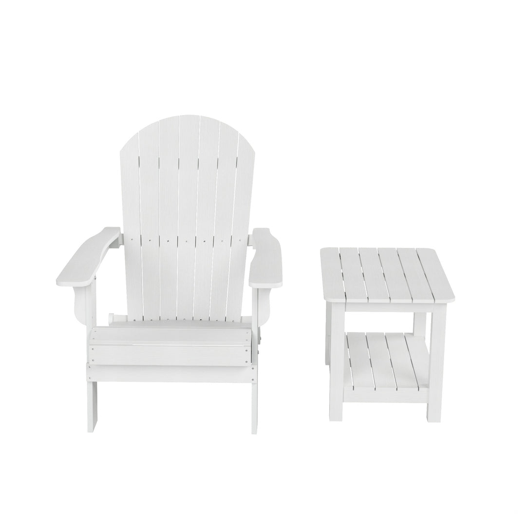 Tuscany HIPS 2-Piece Outdoor Folding Adirondack Chair With Side Table Set