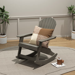 Tuscany Adirondack rocking chair in Charcoal Gray styled outdoors
