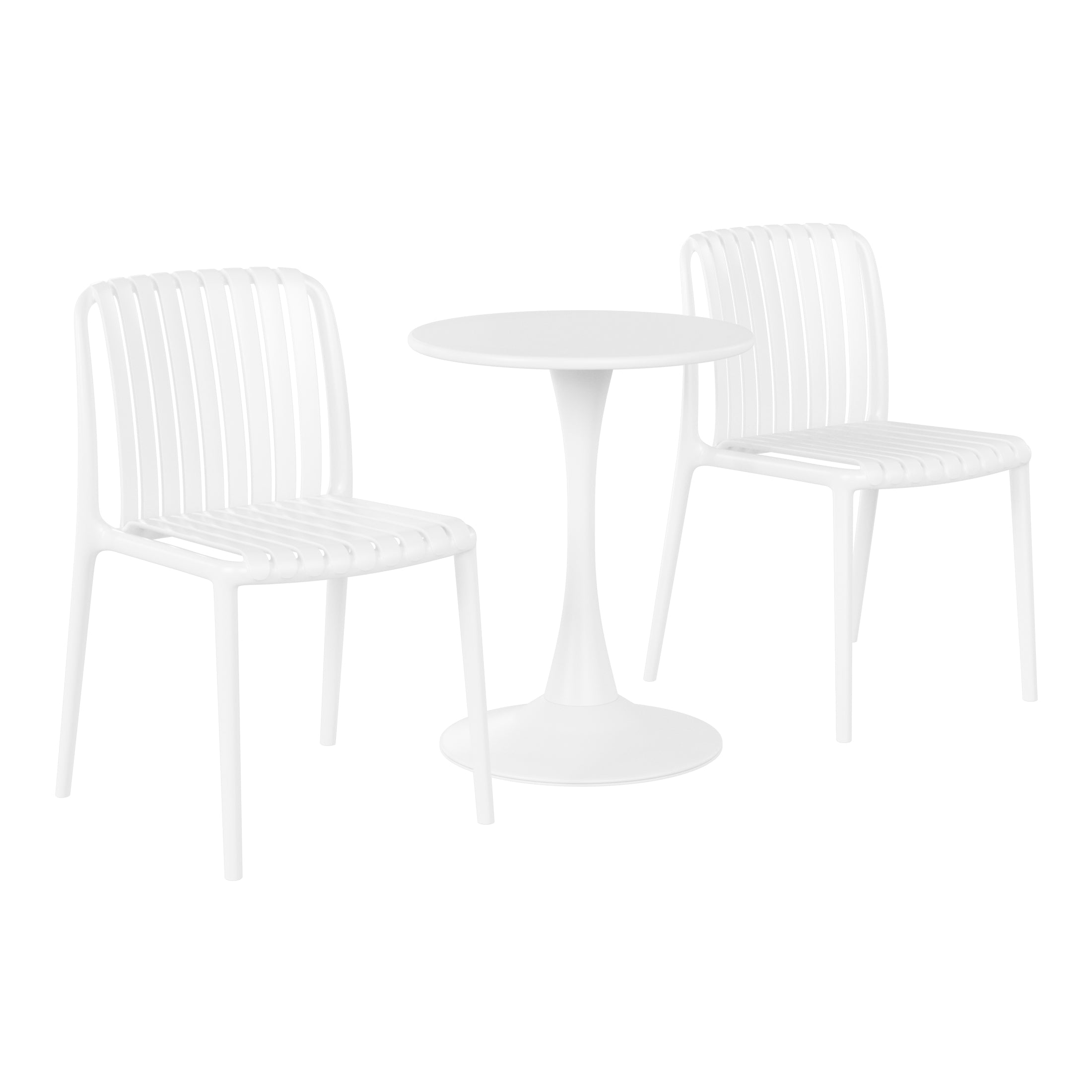 Playa 3-Piece Outdoor Metal Dining Table Set And Stackable Resin Patio Chairs