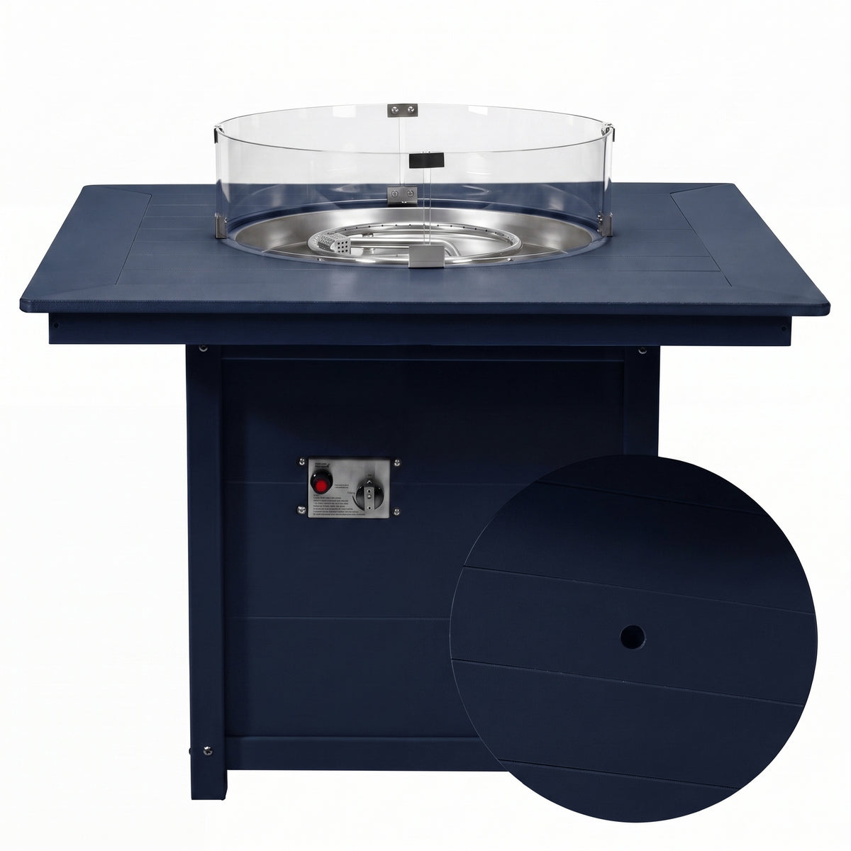 Helios Modern Outdoor Patio Propane 42" Square Fire Pit Table
