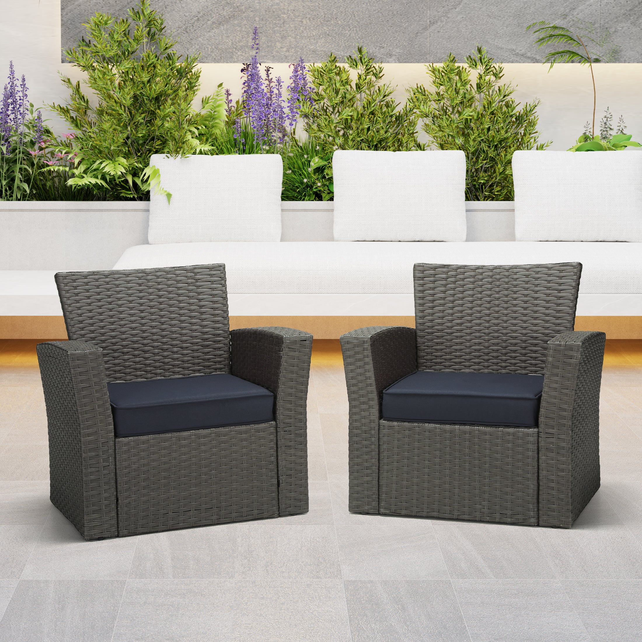 Solace Outdoor Patio Furniture Seat Chair Square Cushions with Piping. Set of 2, 20" x 19"