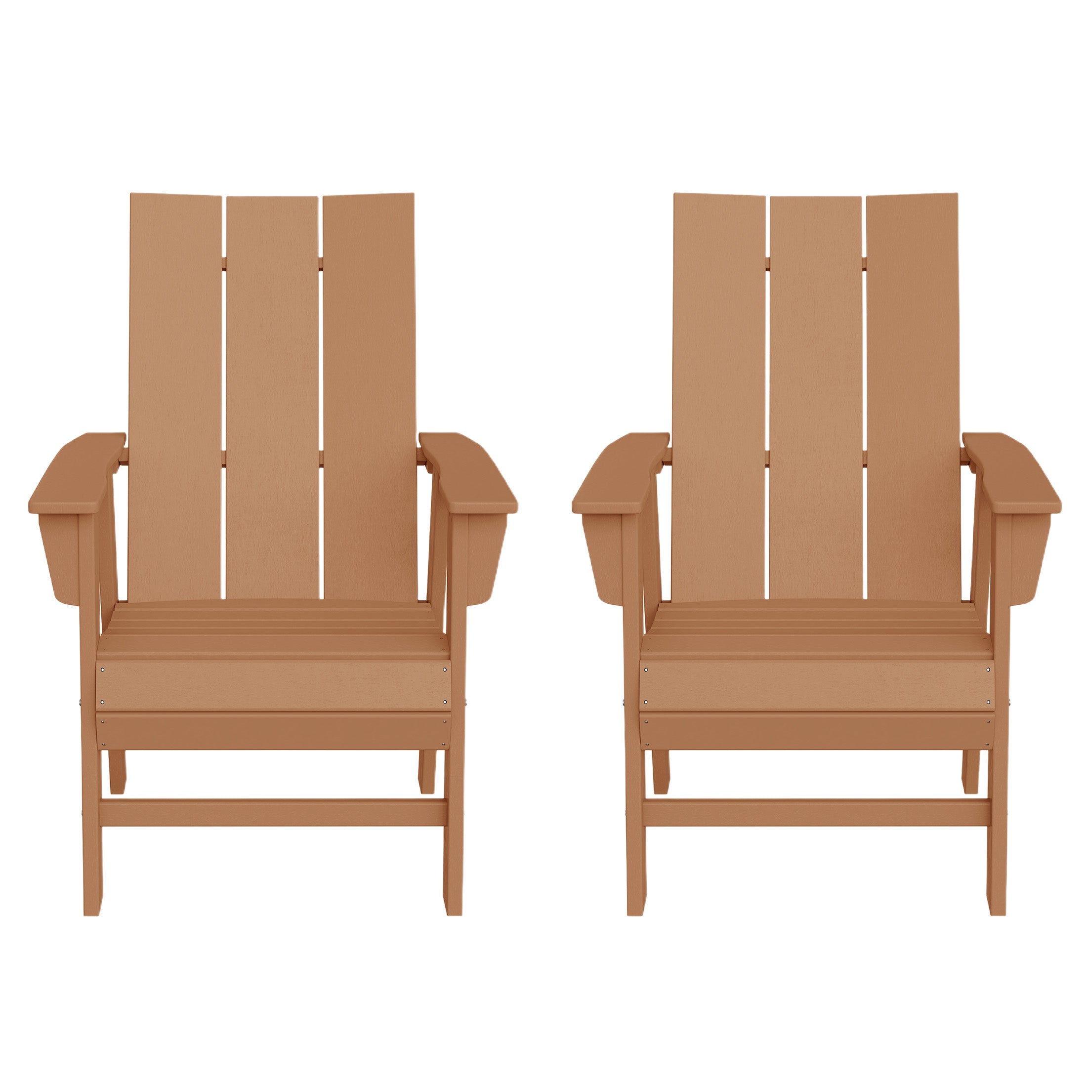 Ashore Outdoor Patio HDPE Plastic Modern Adirondack Dining Chairs (Set of 2)