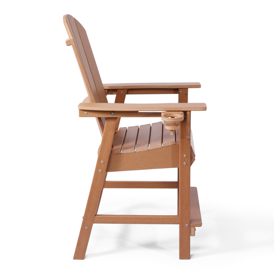 Malibu Outdoor HDPE  Tall Adirondack Counter Height Bar Chair With Cup Holder