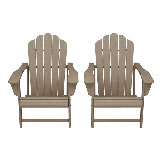 Highland Outdoor Patio HDPE Adirondack Chairs With Cup Holders (Set of 2)