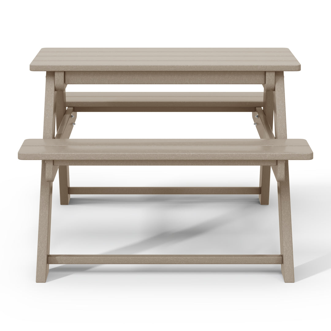Malibu Outdoor Patio Kids HDPE Plastic Picnic Bench Table