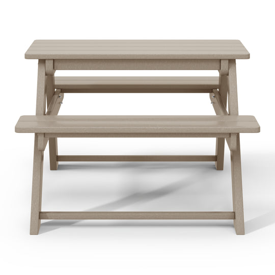 Malibu Outdoor Patio Kids HDPE Plastic Picnic Bench Table