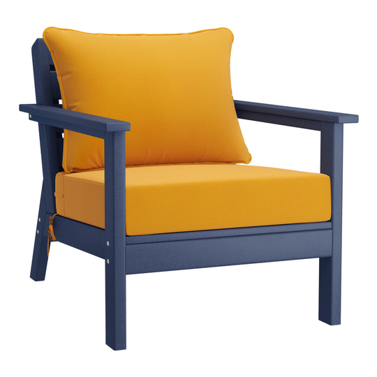 Avalon Outdoor Modern HDPE Patio Club Chairs with Deep Seat Cushions (Set of 2)