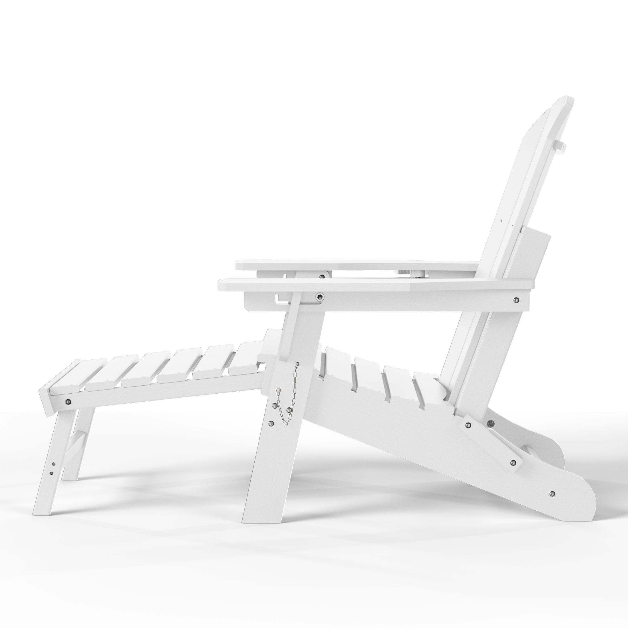 Malibu Folding Adjustable Adirondack Chair with Retractable Ottoman and Cup Holder