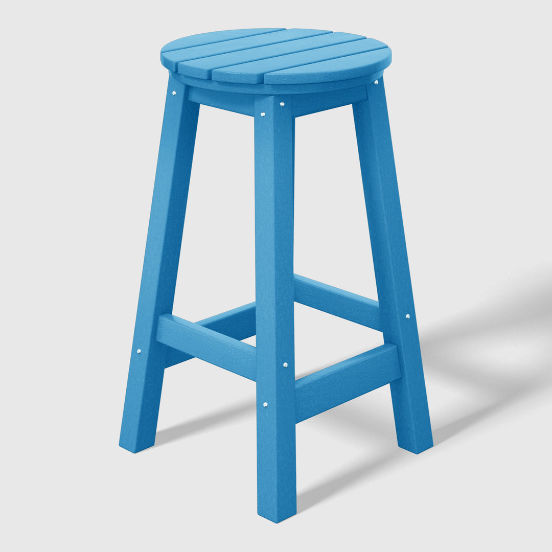Malibu 24" HDPE Outdoor Patio Round Counter Height Bar Stool Set of 2