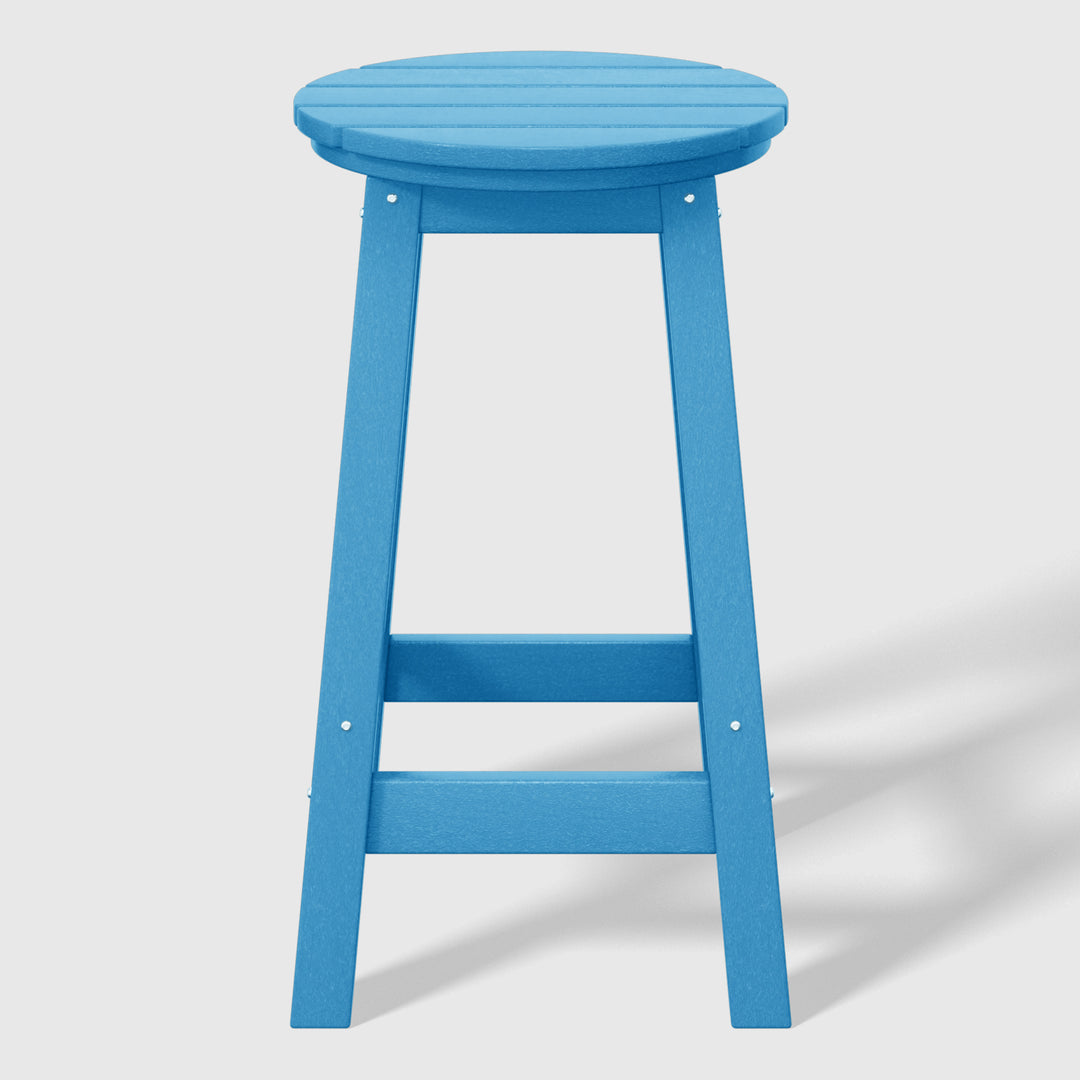 Malibu 24" HDPE Outdoor Patio Round Counter Height Bar Stool Set of 2