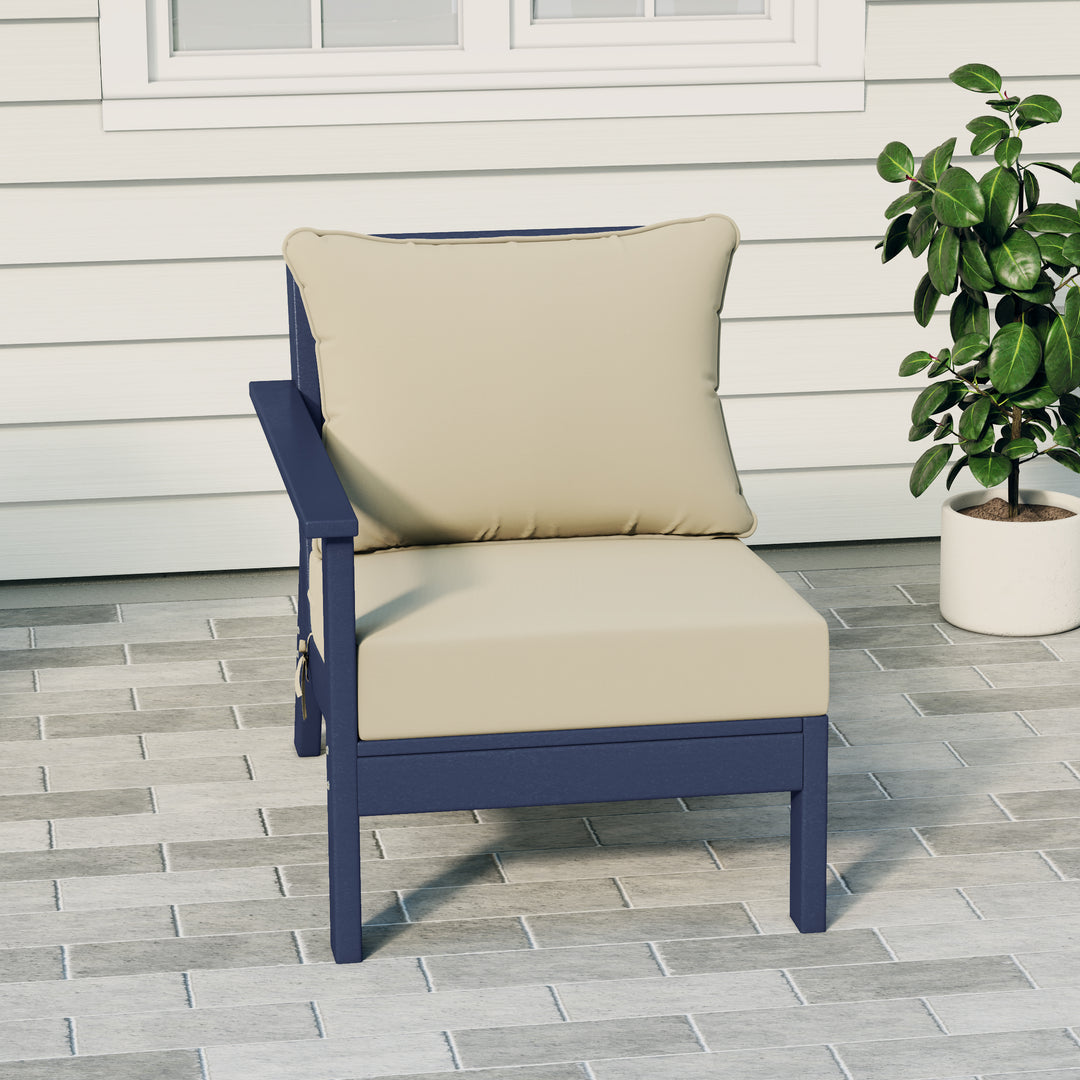 Avalon Outdoor Patio HDPE Left Arm Sectional Corner Club Chair with Patio Cushions