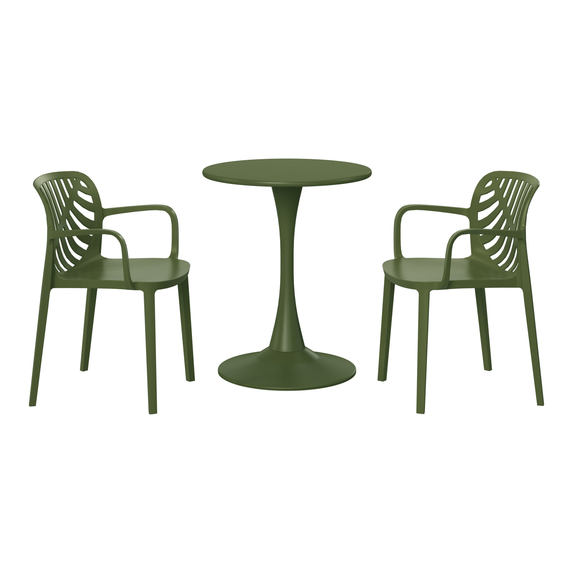 Playa 3-Piece Outdoor Indoor Metal Patio Dining Table Set With Stackable Patio Chairs