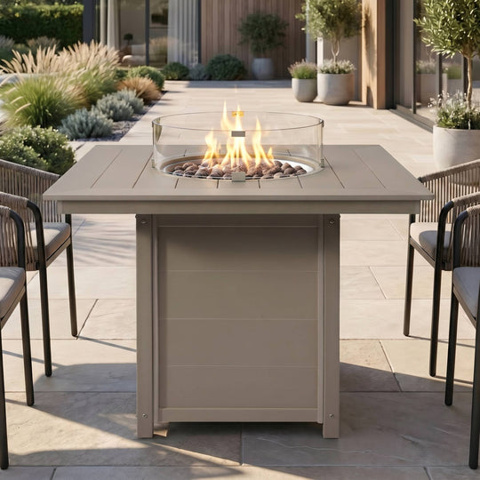 Helios 42" Modern Outdoor Patio Gas Propane Square Fire Pit Table