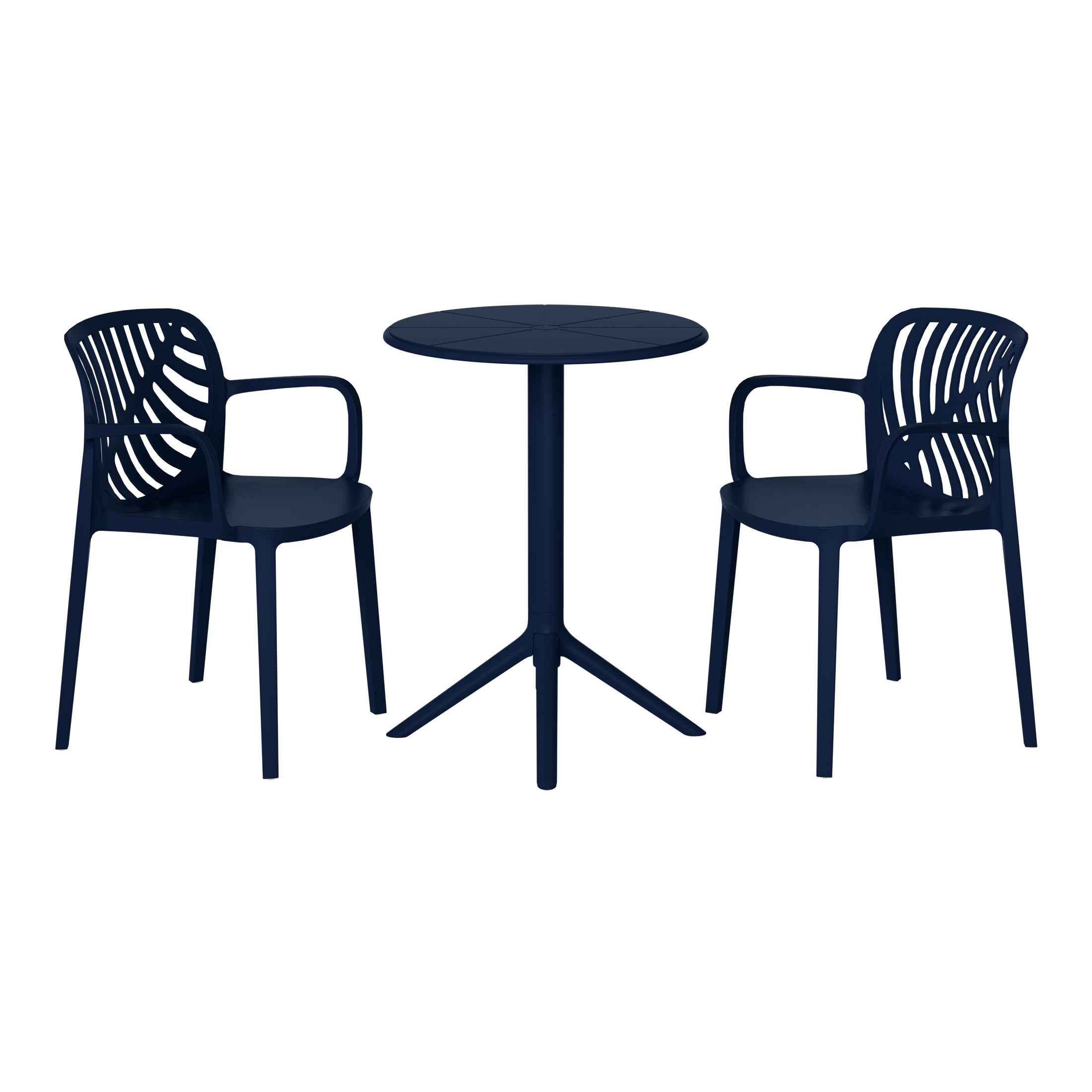 Playa 3-Piece Outdoor Resin Patio Bistro Table Set with Stackable Patio Dining Side Chairs For 2