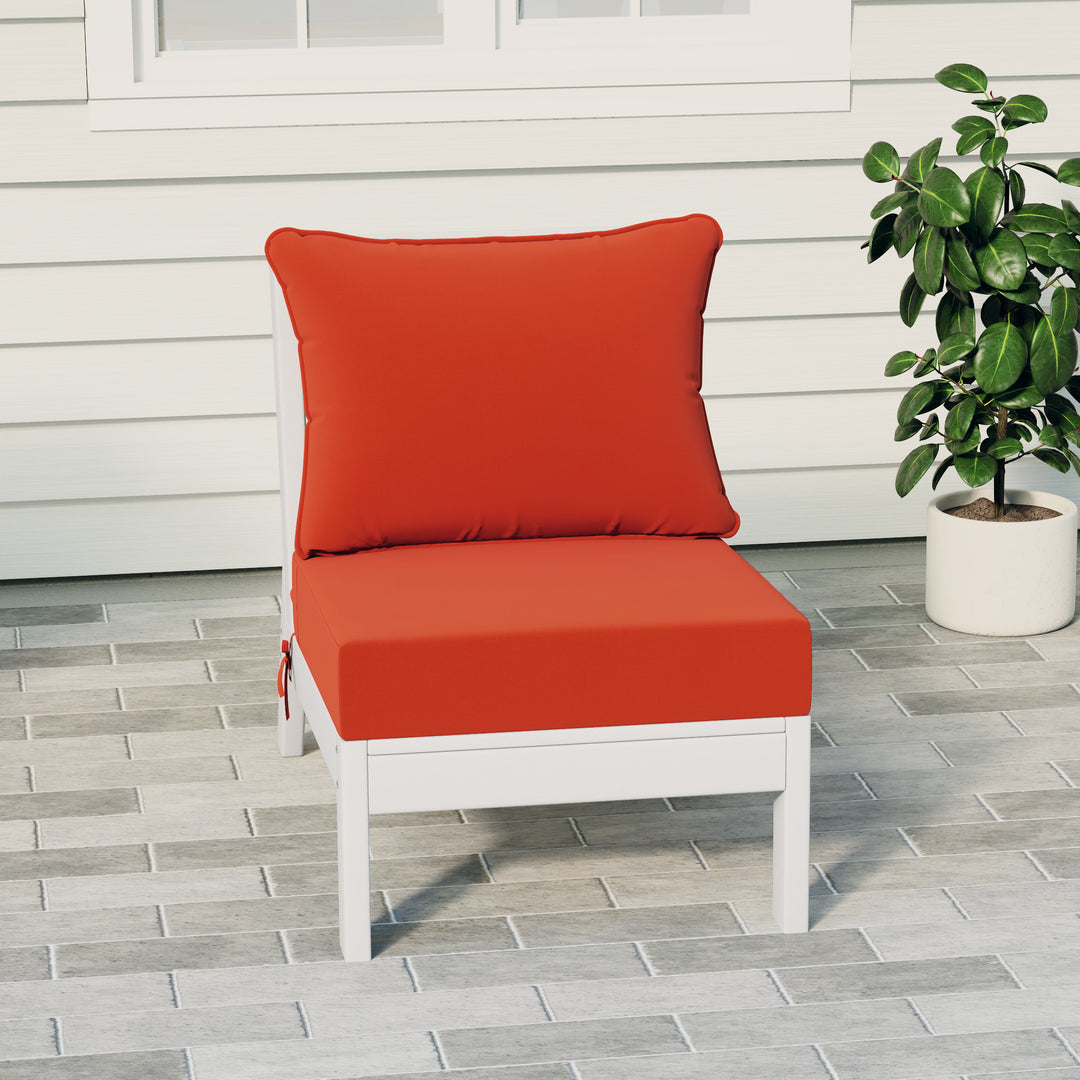 Avalon Outdoor HDPE Deep Seating Modular Armless Patio Chair with Patio Cushions