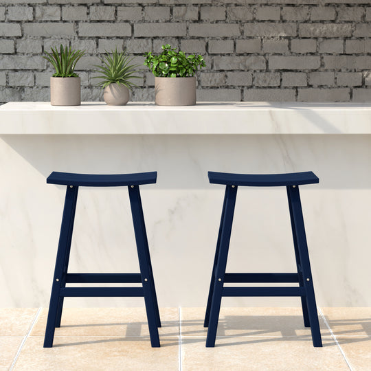 Malibu 2 piece set of 24" height Outdoor / Patio Saddle bar stools