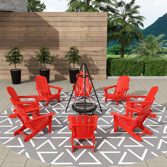 Malibu Outdoor Folding Poly Adirondack Chair (Set of 8)