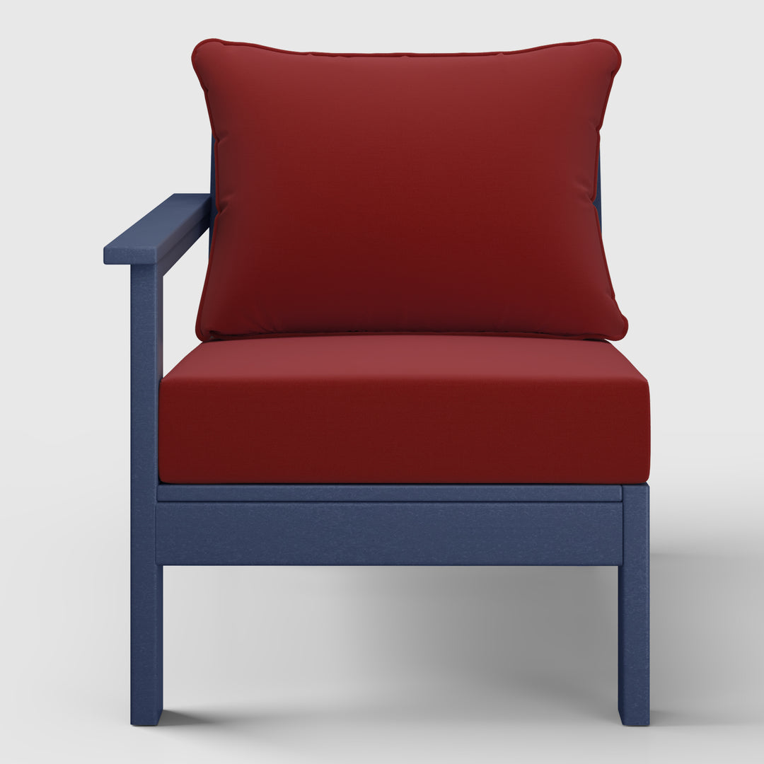 Avalon Outdoor Patio HDPE Left Arm Sectional Corner Club Chair with Patio Cushions