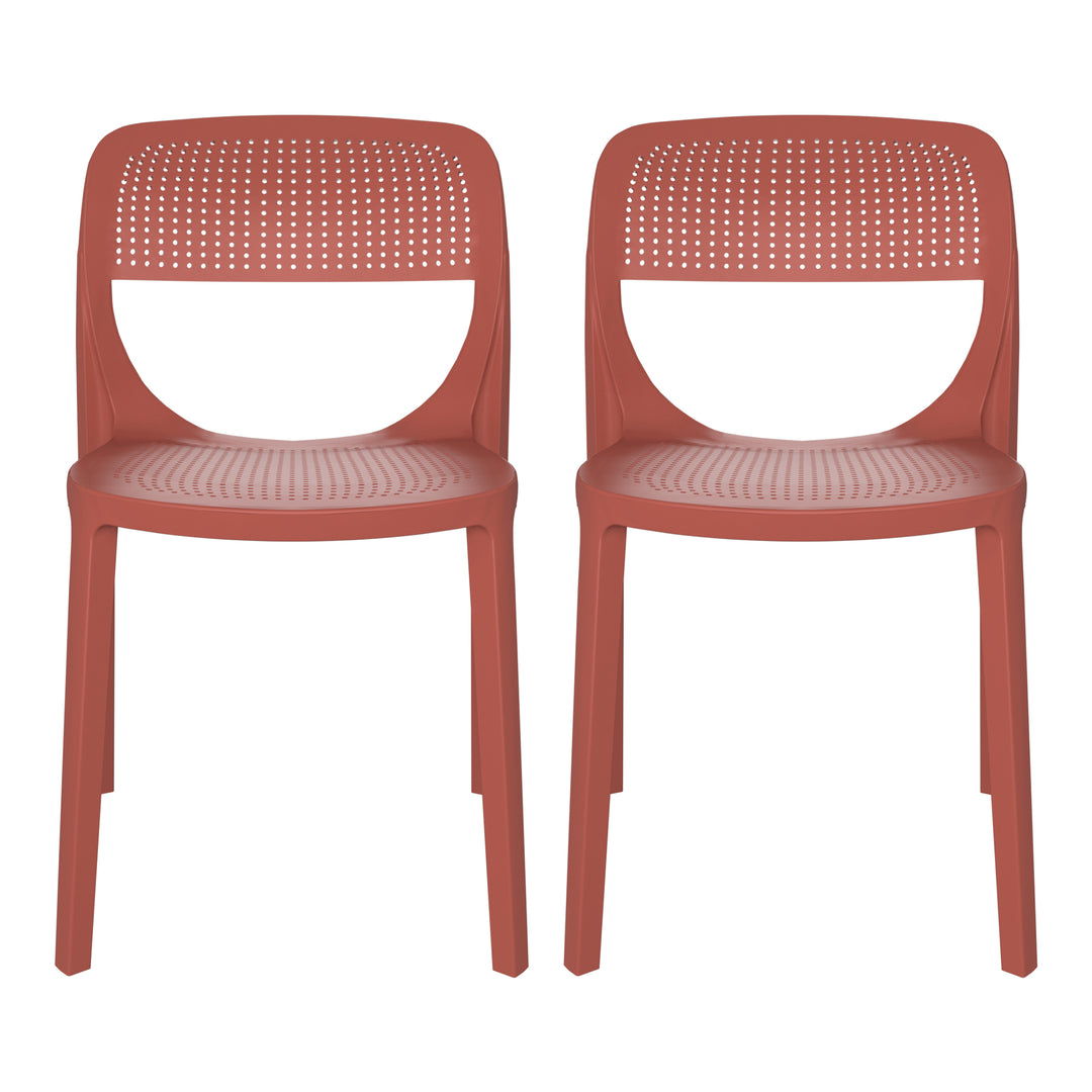 Playa Modern Stackable Plastic Resin Patio Dining Side Chair (Set of 2)