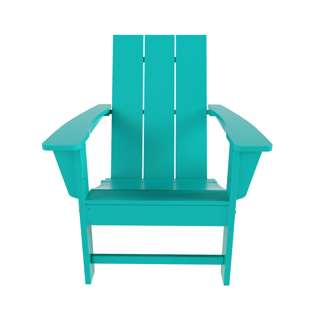 Ashore Modern Folding Poly Adirondack Chair With Square Fire Pit Table Set