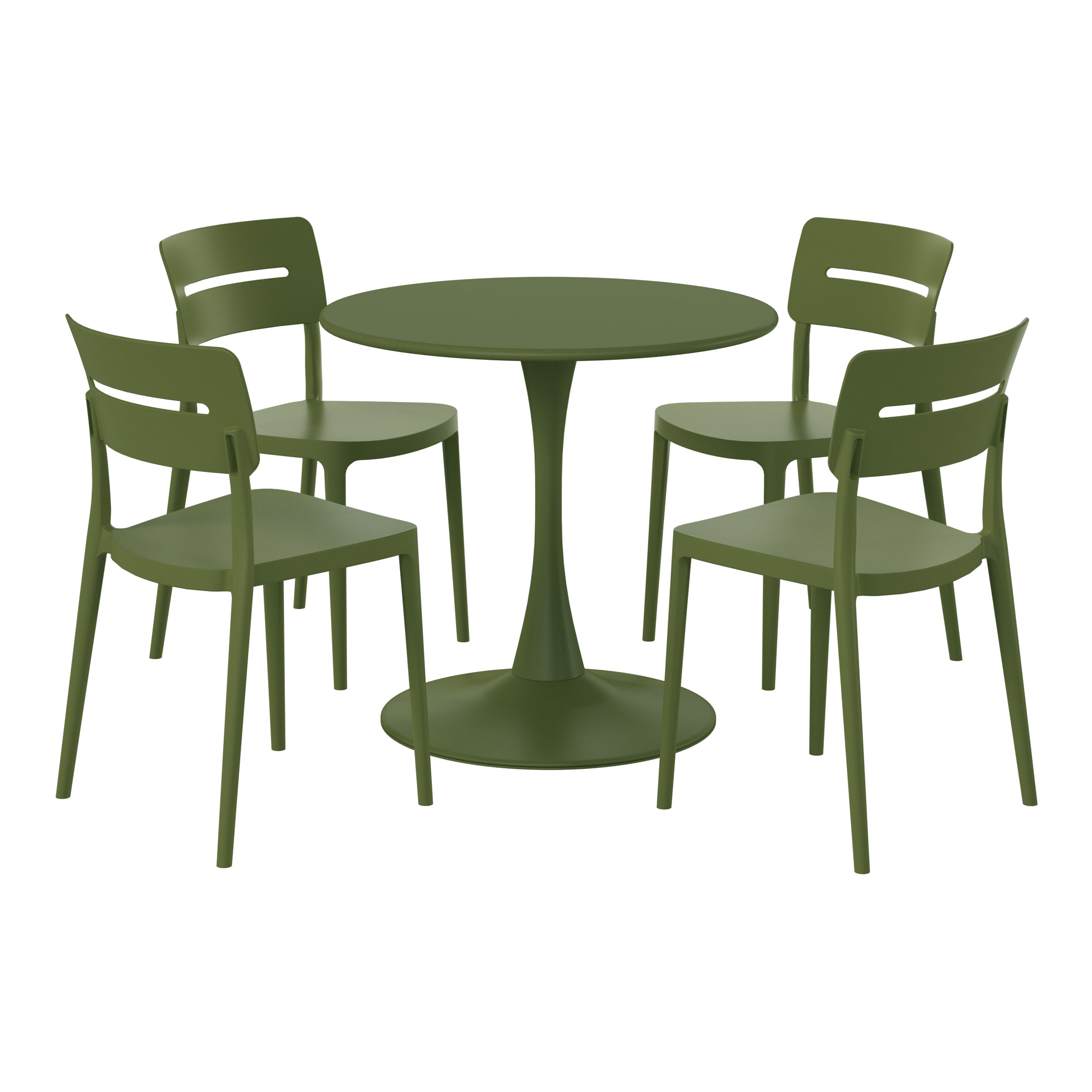 Playa 5-Piece Outdoor Indoor Round Metal Patio Dining Table Set With Stackable Patio Chairs