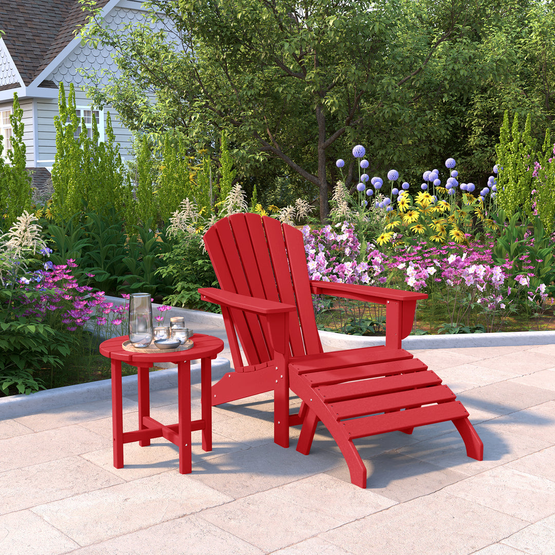 Dylan Outdoor Adirondack Chair With Ottoman And Side Table 3-Piece Set