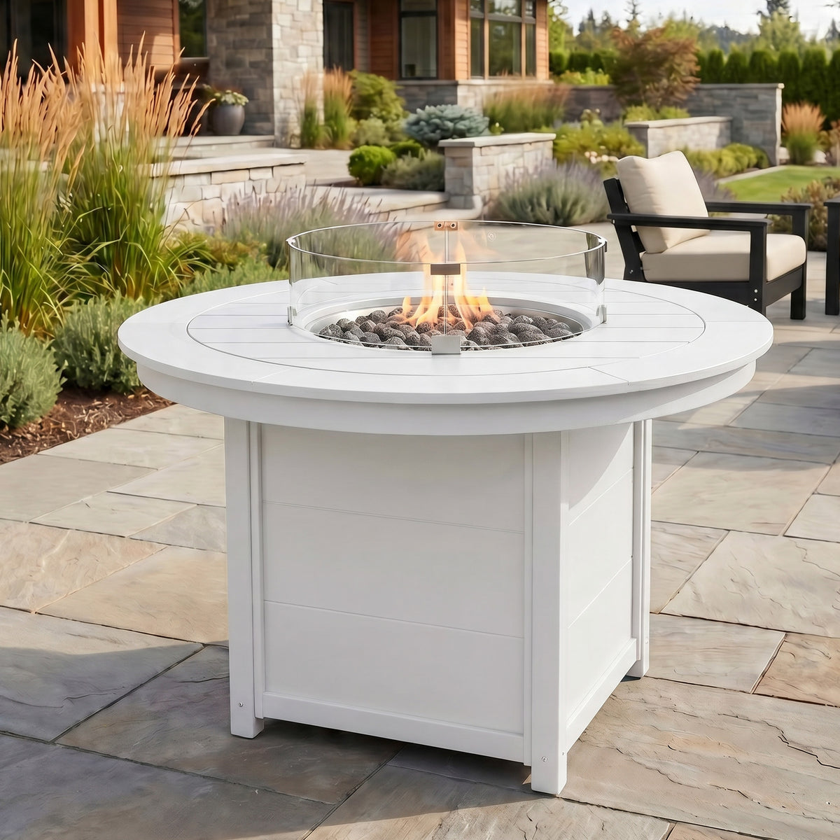 Helios 47" Modern Outdoor Patio Propane Gas Round Fire Pit Table