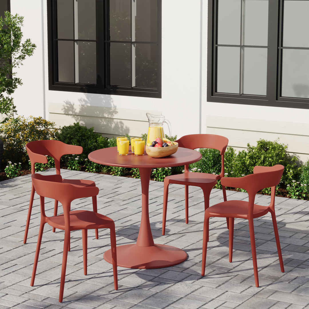 Playa Modern Stackable Resin Plastic Patio Dining Chair (Set of 4)