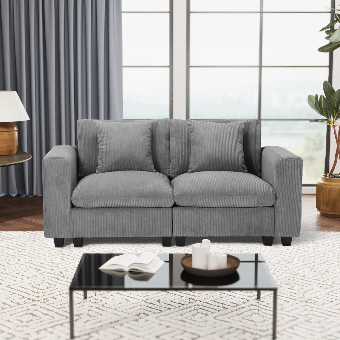 Hearthside 70" Modular Corduroy Loveseat Sofa With USB/Type-C Ports and Side Pockets