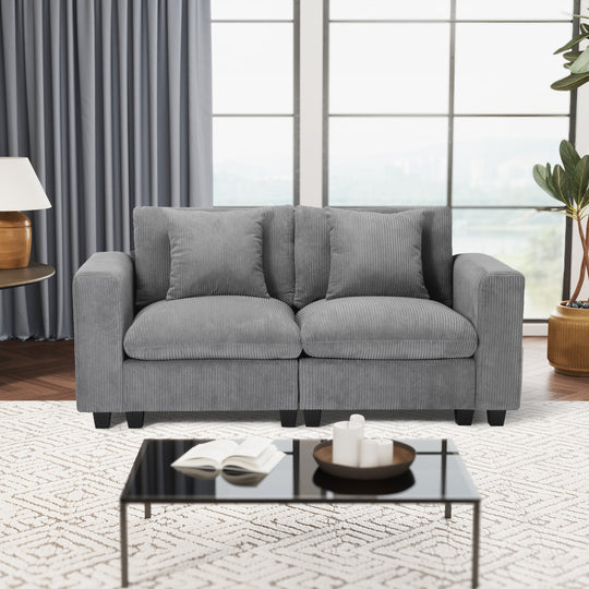 Hearthside 70" Modular Corduroy Loveseat Sofa With USB/Type-C Ports and Side Pockets