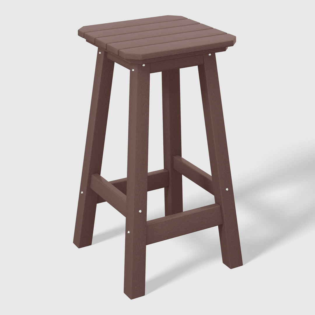 Malibu 24" HDPE Outdoor Patio Counter High Backless Square Bar Stool