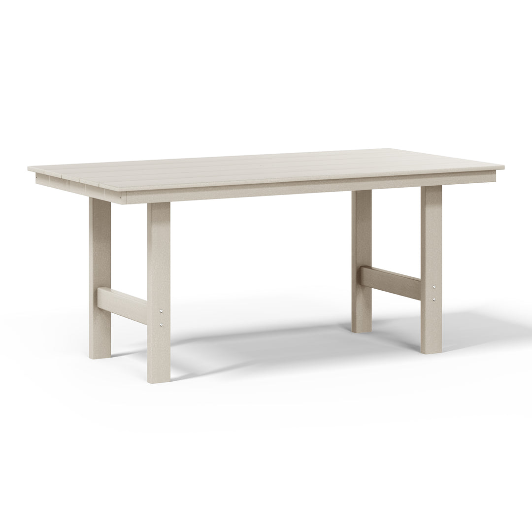 Ashore Outdoor Modern HDPE 66" Wide Rectangle Patio Dining Table for 6