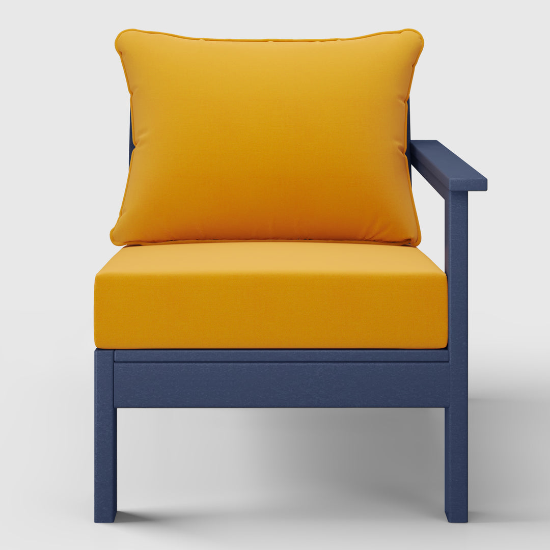 Avalon Outdoor Patio HDPE Right Arm Sectional Corner Club Chair with Patio Cushions