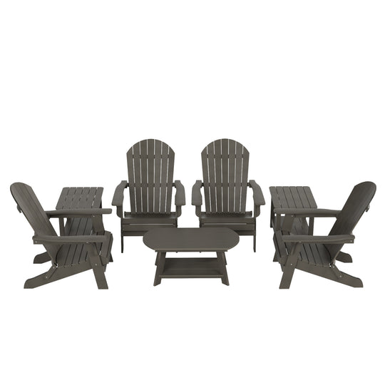 Tuscany HIPS 7-Piece Outdoor Folding Adirondack Chair With Coffee Table and Side Table Set