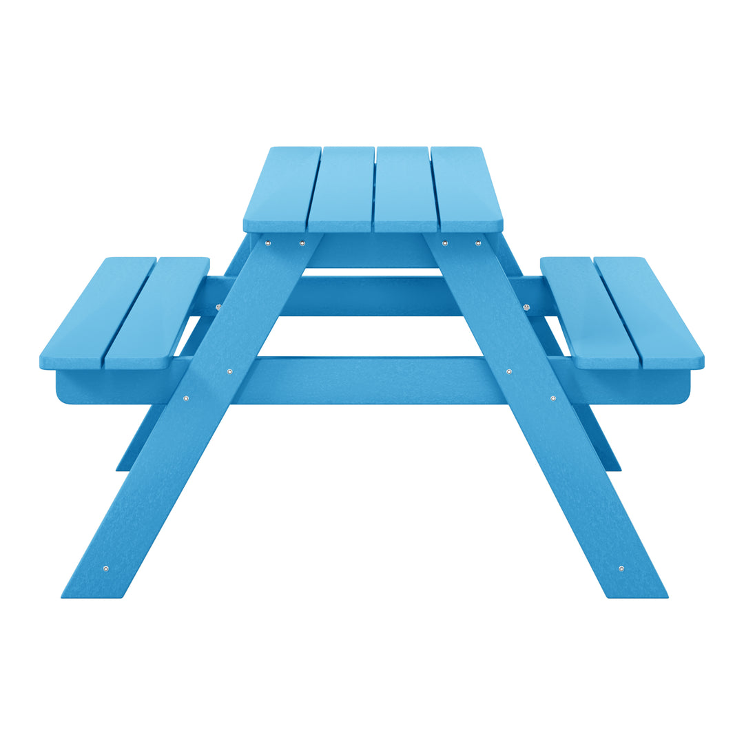 Malibu Outdoor Patio Kids HDPE Plastic Picnic Bench Table