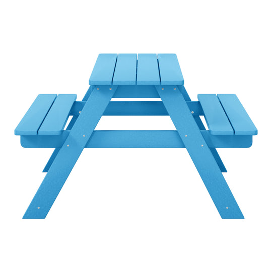 Malibu Outdoor Patio Kids HDPE Plastic Picnic Bench Table
