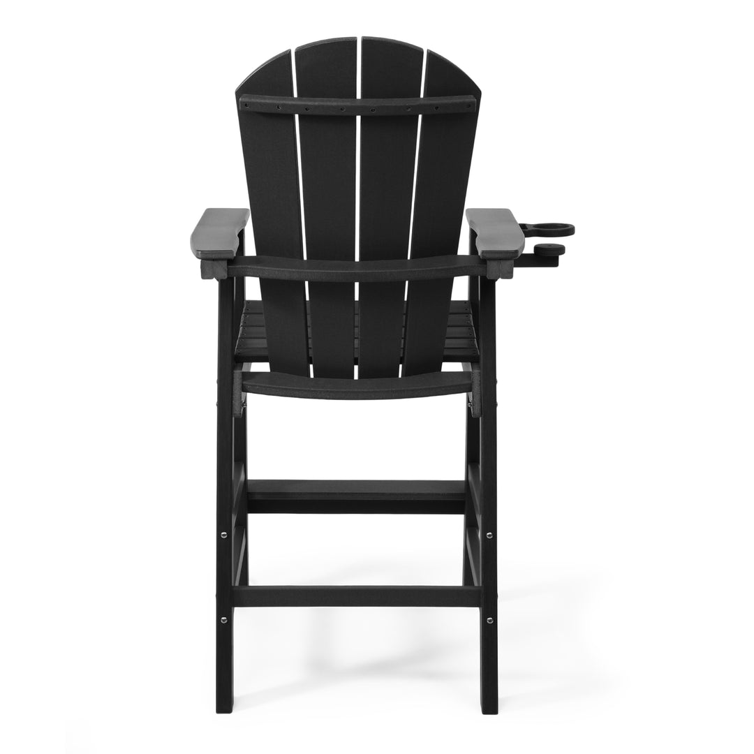 Malibu Outdoor HDPE Tall Adirondack Bar Height Chair With Cup Holder