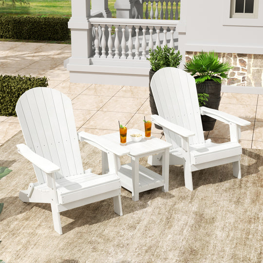 Tuscany HIPS 3-Piece Outdoor Folding Adirondack Chair With Side Table Set