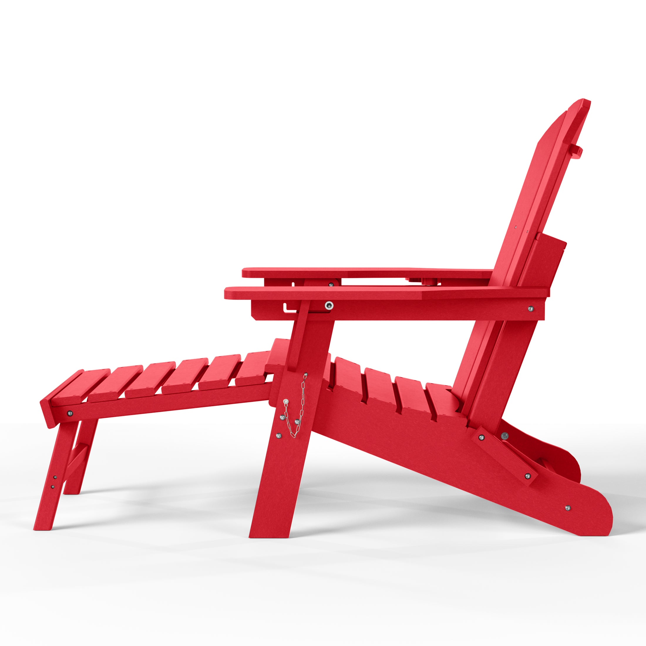 Malibu Folding Adjustable Adirondack Chair with Retractable Ottoman and Cup Holder