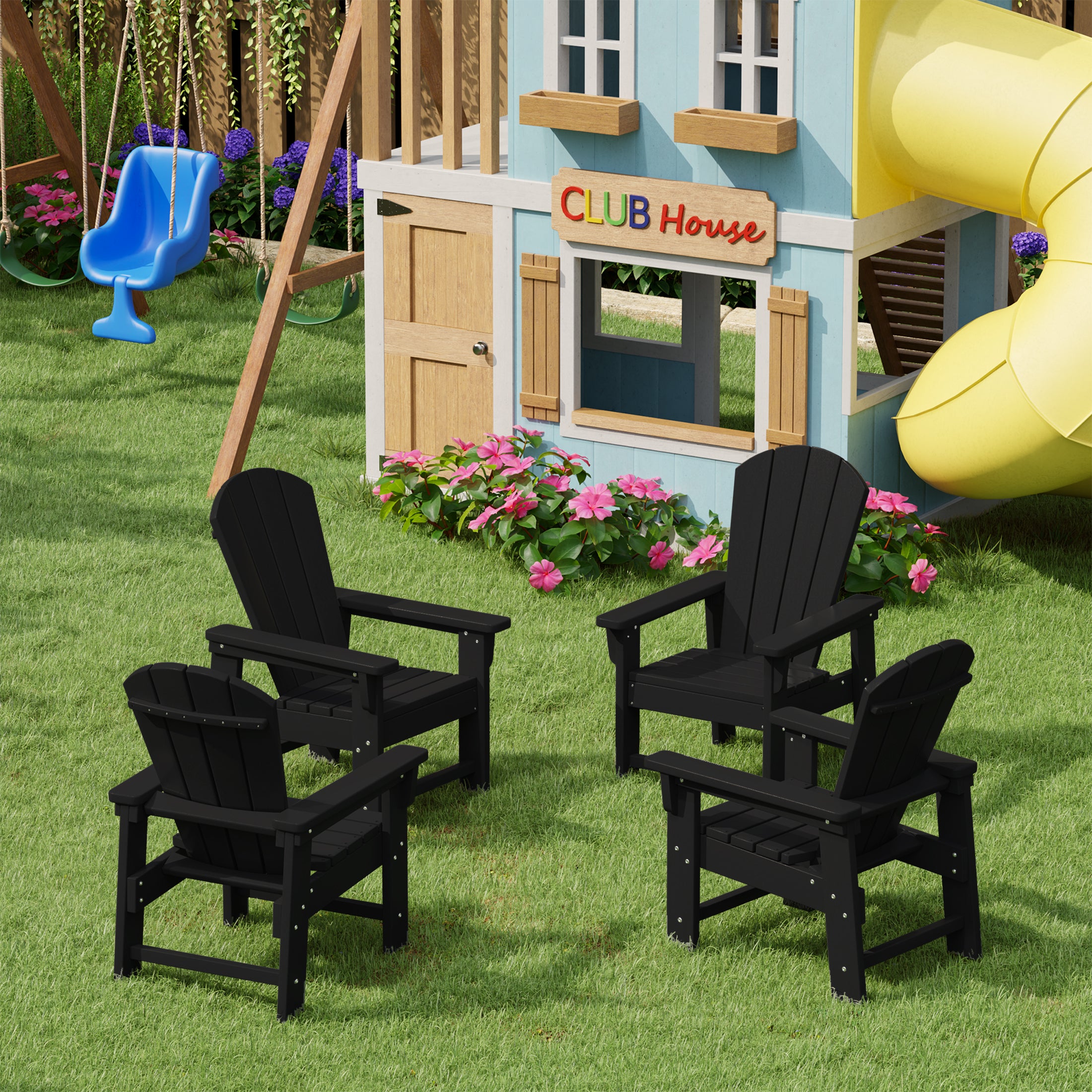 Malibu Kids Outdoor Adirondack Plastic Patio Chair (Set of 4)