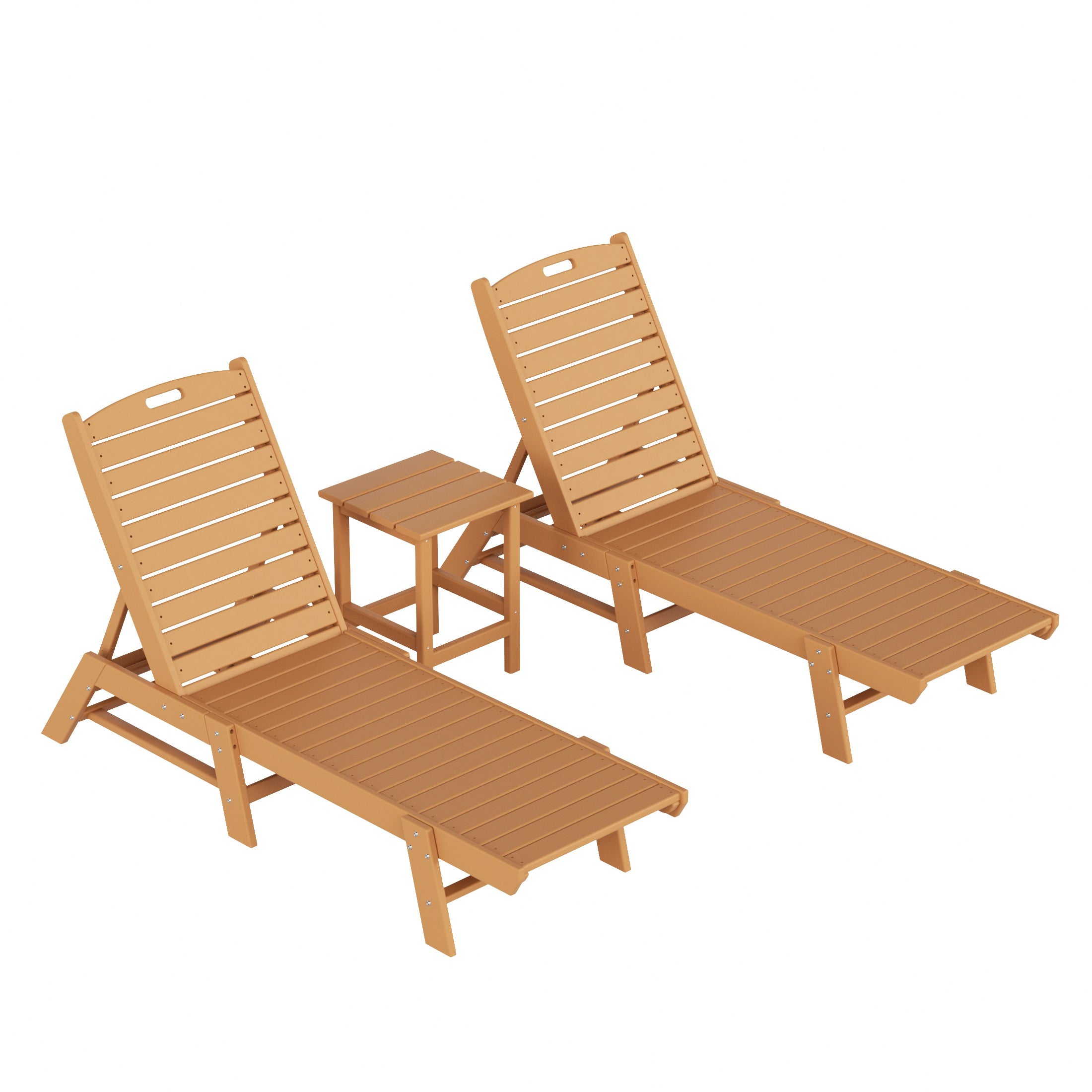 Malibu Poly Reclining Outdoor Patio Chaise Lounge Chair with Side Table Set