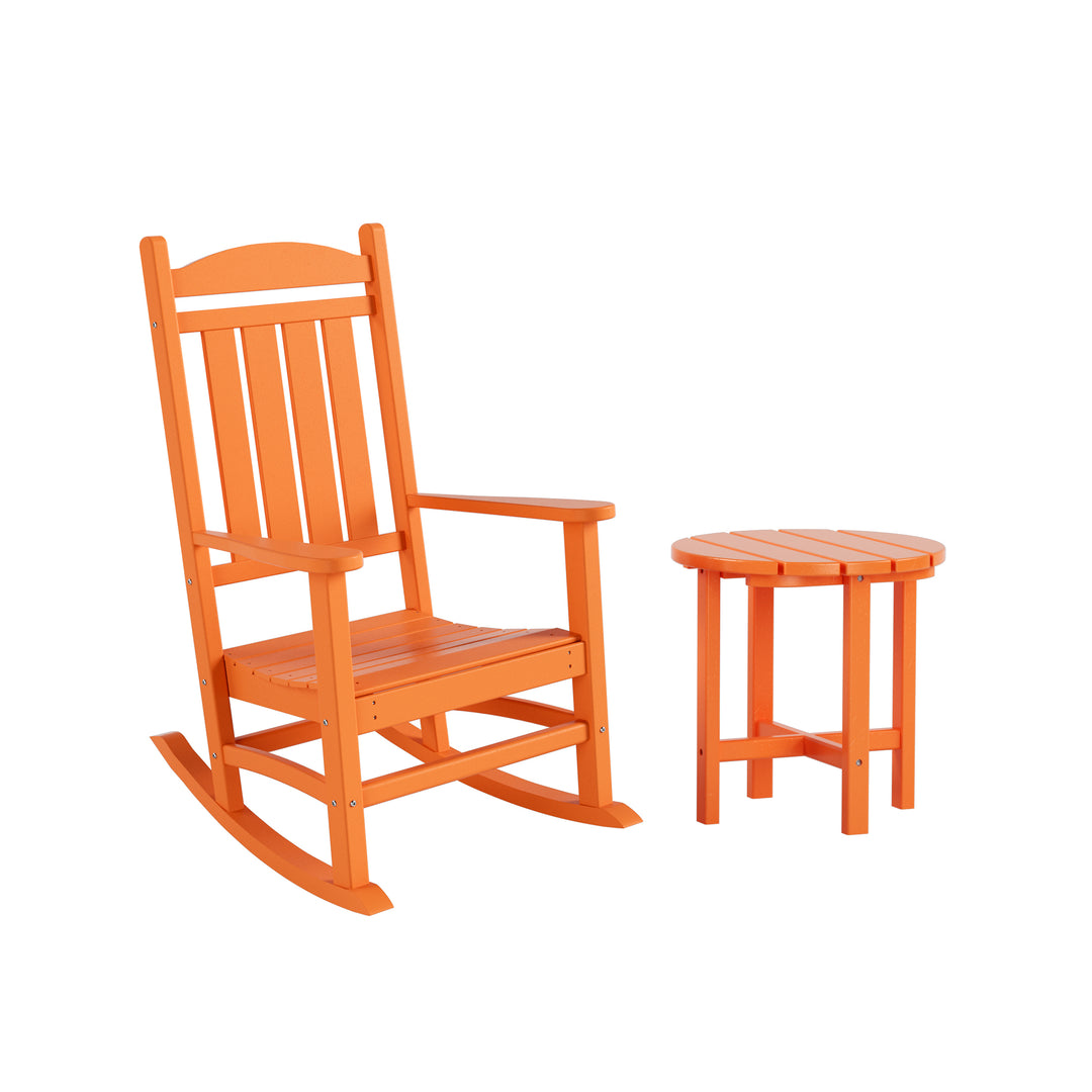 Malibu Outdoor Patio Porch Rocking Chair with Side Table Set