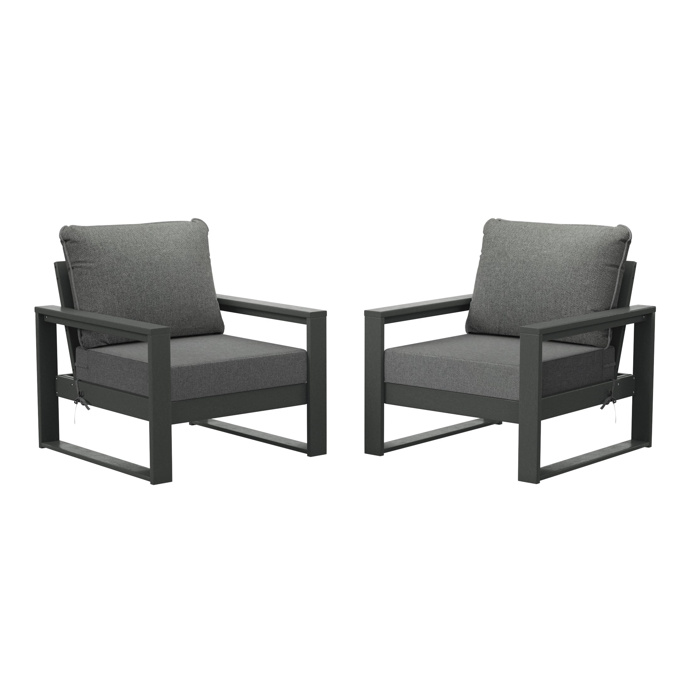 Montara Outdoor Modern HDPE Patio Club Chair with Waterproof Deep Seat Cushions (Set of 2)