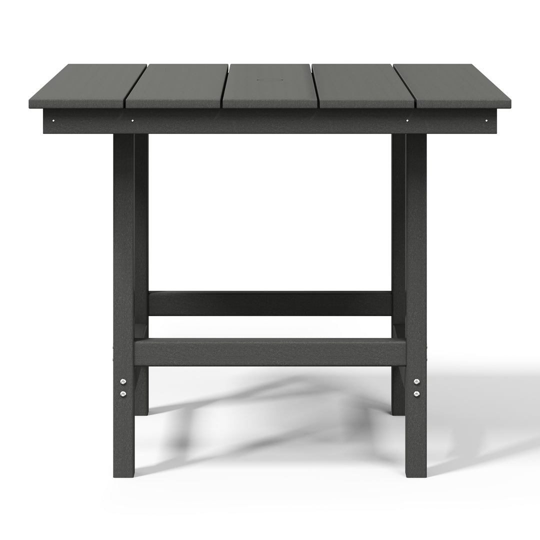 Ashore Outdoor HDPE 36" Square Patio Dining Table with Umbrella Hole