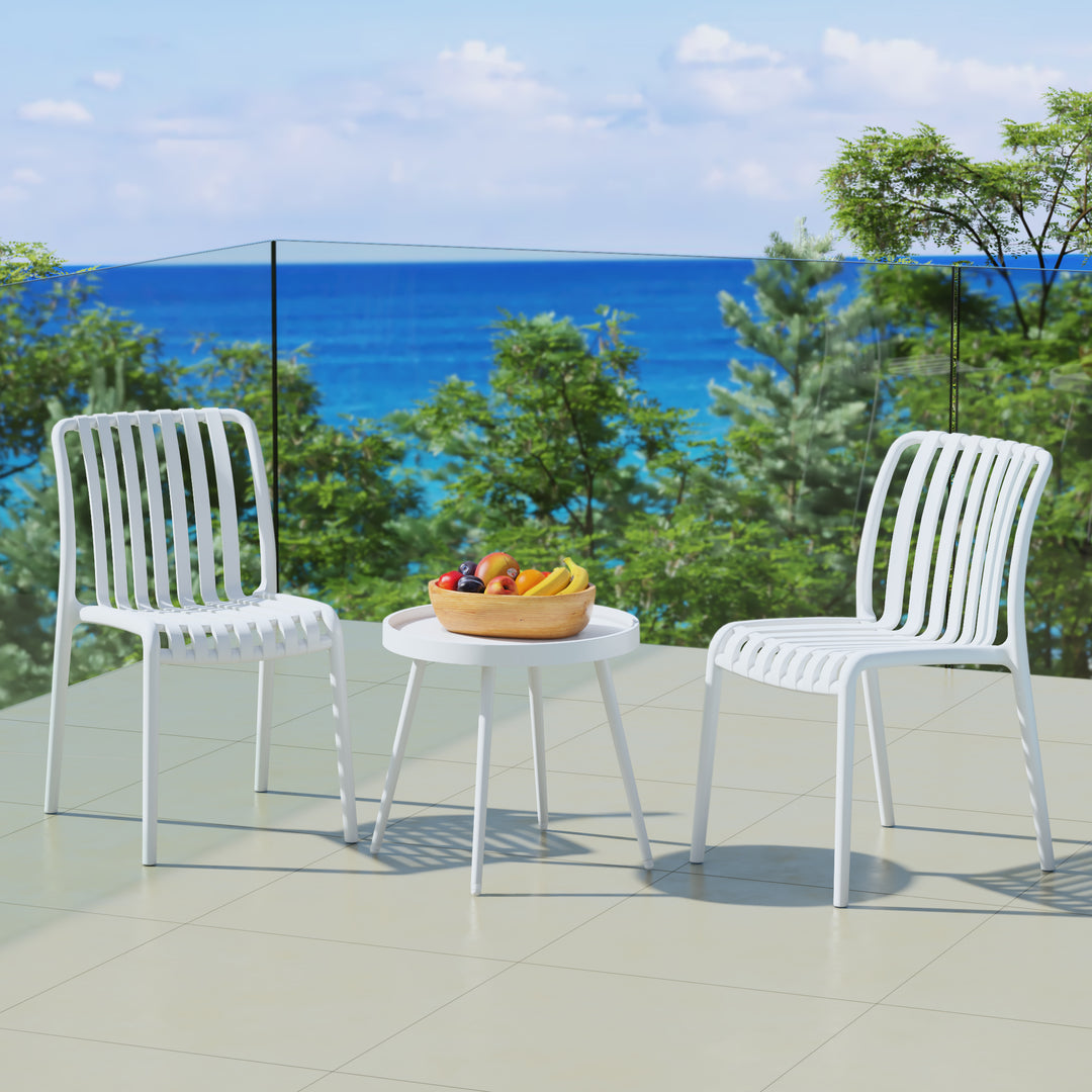 Playa 3-Piece Outdoor Patio Bistro Balcony Furniture Set With Stackable Chairs